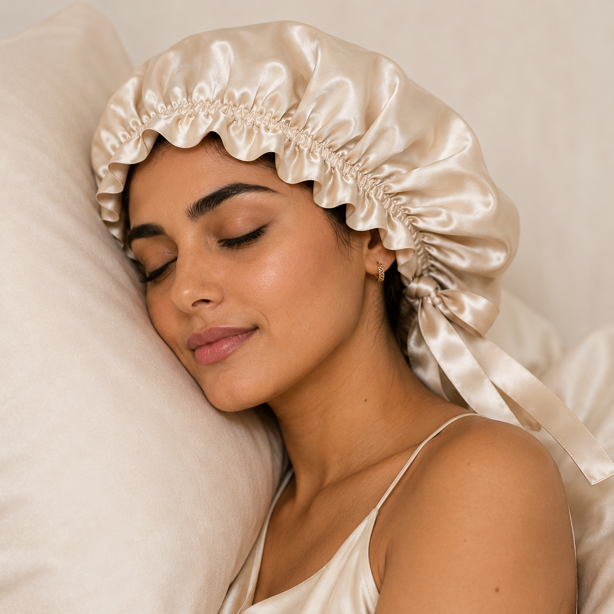 Bonnet de nuit en soie 22 mommes. Ajustable. Livraison au Maroc